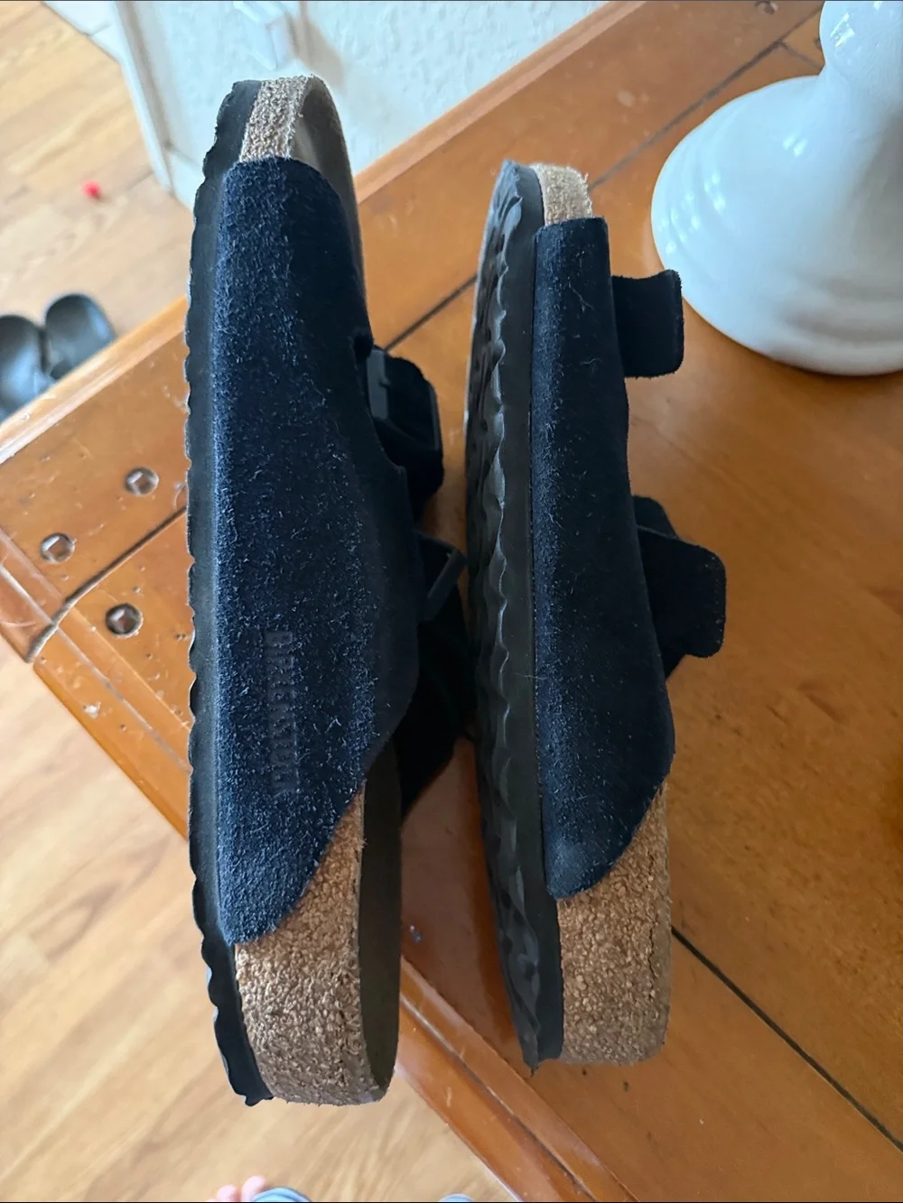 Birkenstock Arizona Black Suede Two-Strap Sandals Buckles size 43/ us 10